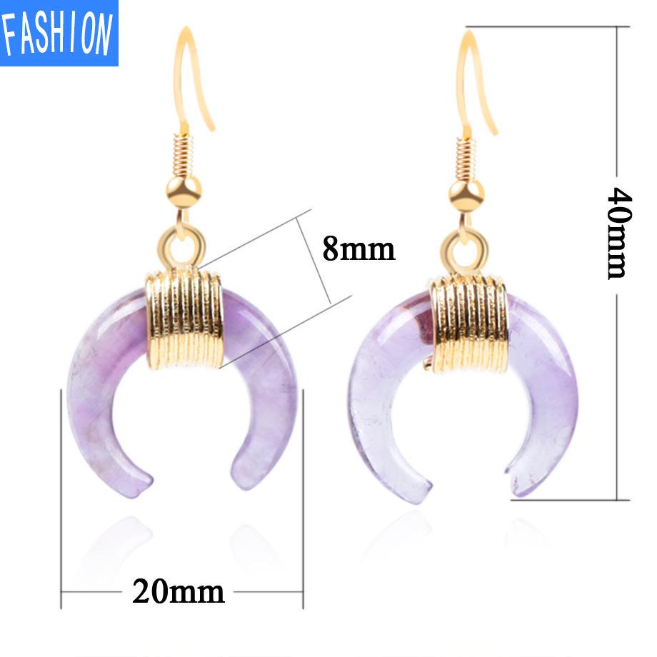 Národní větrná trubka zakřivený měsíc půlměsíc Půlměsíc přírodní křišťálové šperky imitace vinuté zlaté náušnice s rybičkou