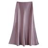 Satin High Waisted Midi Skirts for Women Hidden Elasticized Waistband A Line Flared Skirt Women's Spring Summer Silk Cocktail Flowy A-Line Skirts