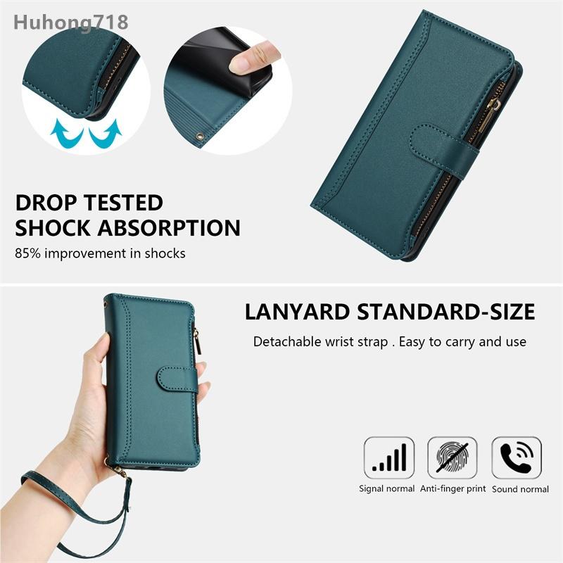 Zipper Leather Case For Iphone 14 15 16 Plus 17 Air Pro Max 16E Wallet Cover Casing