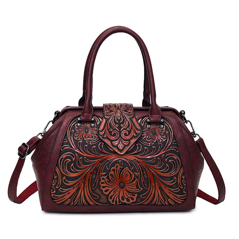 High Quality Vintage 3D Embossed PU Leather Women Shoulder Crossbody Bags Large Capacity Female Handbags Luxury Women's Tote Bag