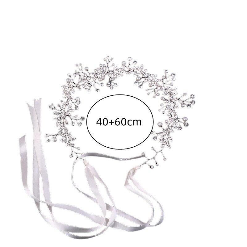 1pcs Silver-plated Hair Bands Ladies Luxury Wind White Handmade Crystal Headdress Wedding Garland