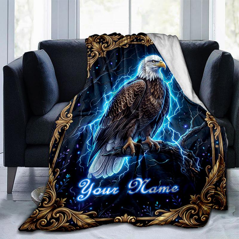 1PC Custom Name Eagle Strike Blanket Versatile,all-season Throw Suitable for the Living Room,bedroom,camping,travel,and Gift