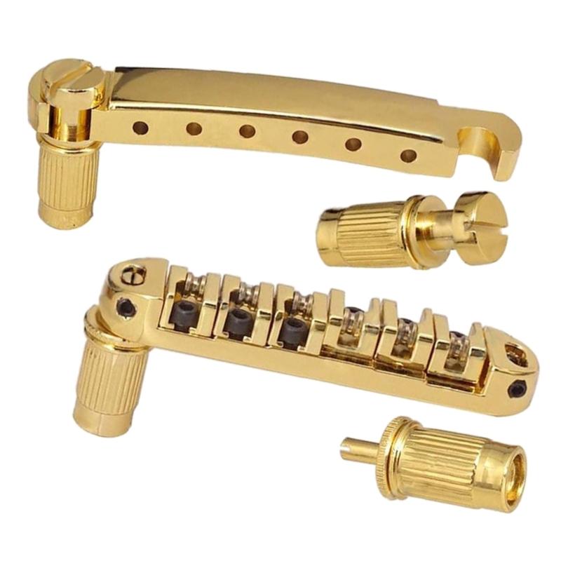 Saddle Bridges with Studs Practical Tailpiece Bridge Roller Saddle Bridge Portable Guitars Replacement Bridge Kit
