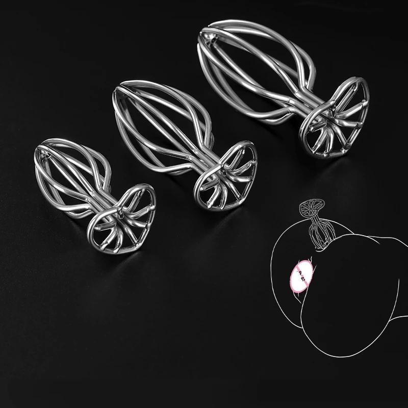 Hollow Heart Shaped Base Design Fetish Anal Butt Plug Set Metal Toys Non Vibrating Butt Plugs