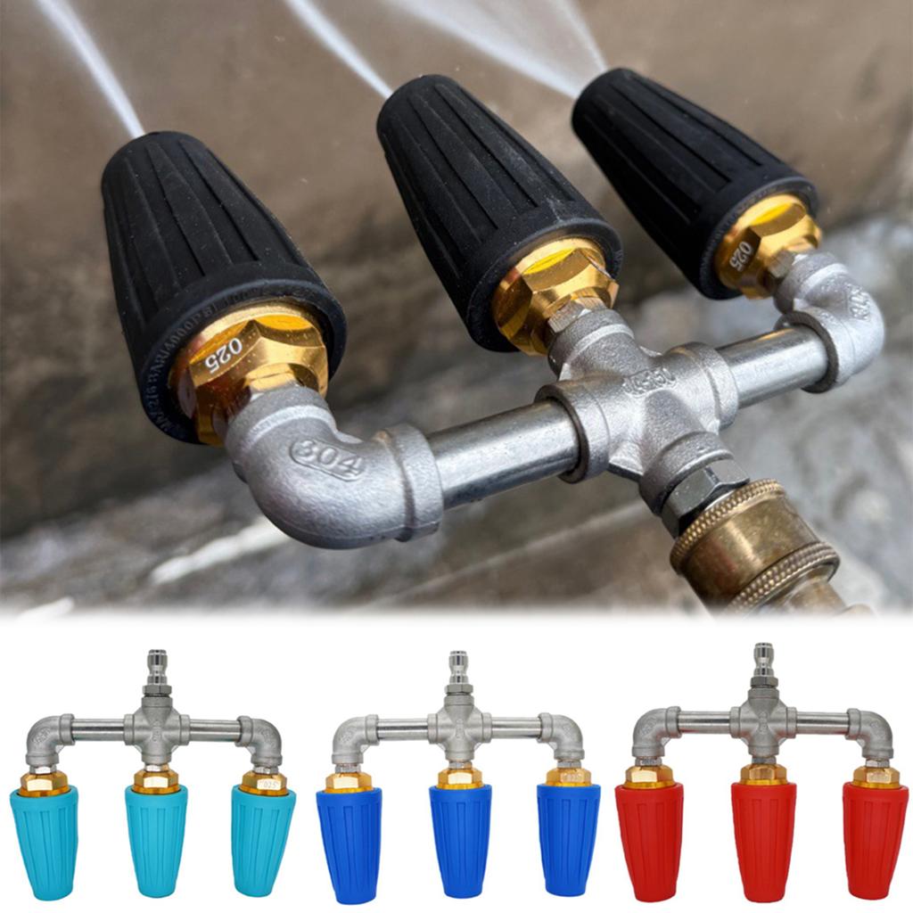 Pressure Washer-Turbo Nozzle Ceramic Cores Pressure Stainless Steel T-Joint Adapter 360° Rotating Turbos Efficiency Cleaning