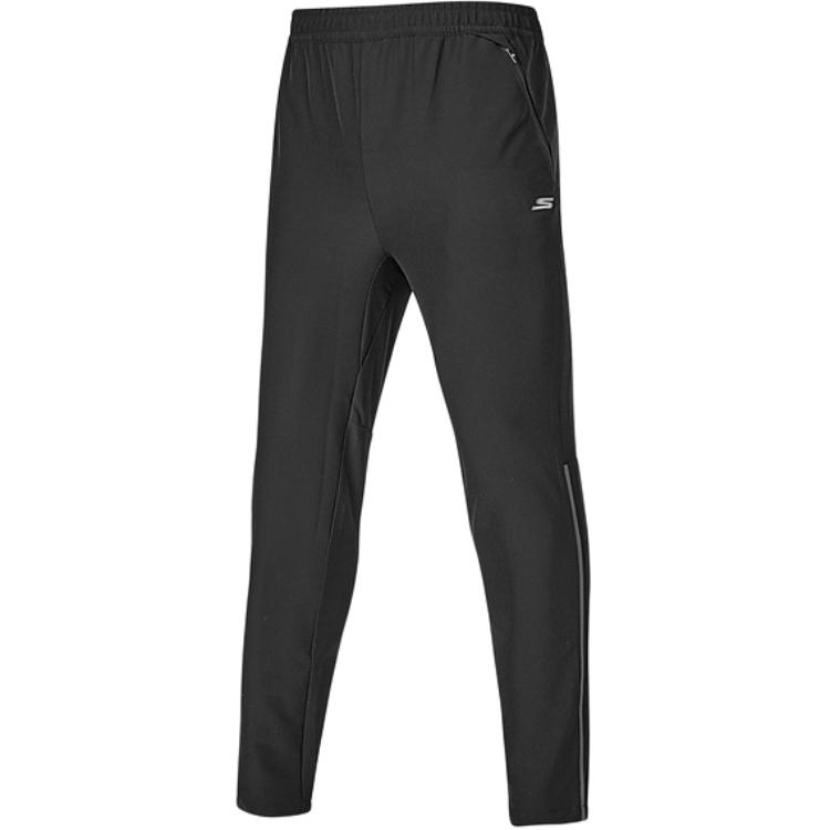 Skechers Comfort Sports Series Solid Color Casual Breathable Versatile Knitted Sports Pants Men bottoms Carbon-Black P424M005-0018 XL