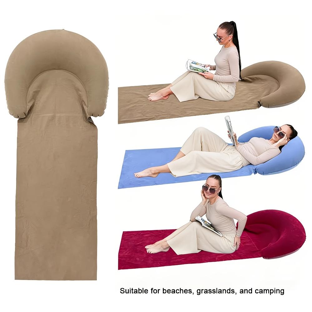 1Pc Beach Mat With Inflatable Headrest Outdoor Mat Anti-Sand Suitable For Outdoor Camping And Picnics Single Person Sleeping Mat Foldable Portable
