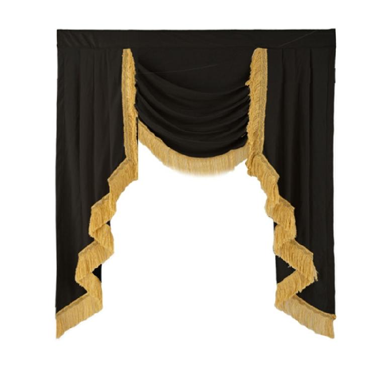 Soundproof Blackouts Valance With Decorative Tasseled Border Rippled Texture Flame Retardant Drapes