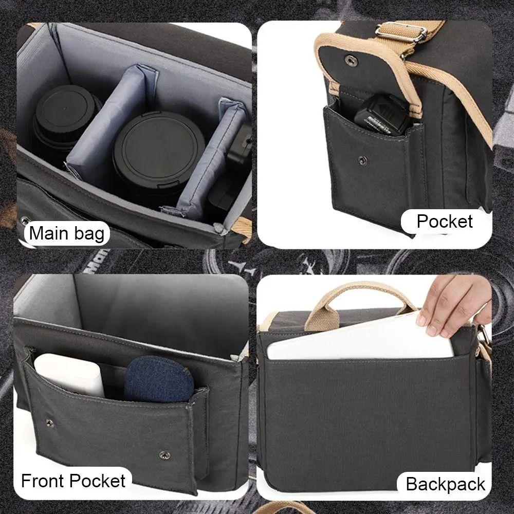 Multi-functional Digital DSLR Camera Bag Waterproof Padded Dividers Camera Storage Bag Durable Canvas Camera Lens Pouch Travel
