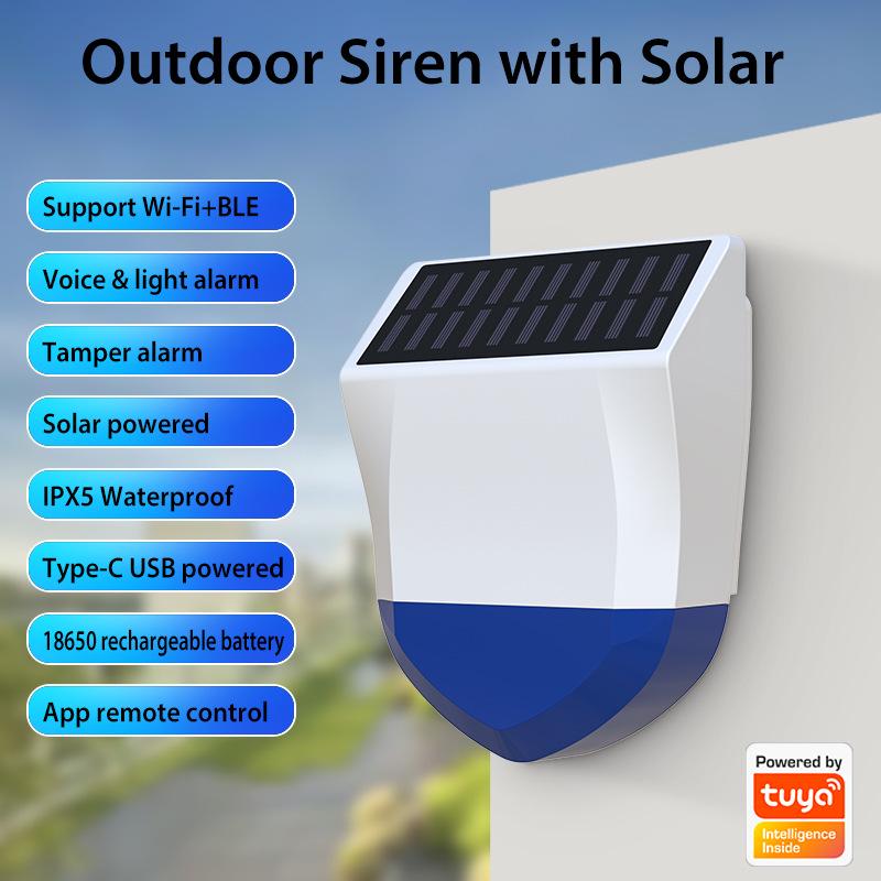 NEO Graffiti Smart Solar-Powered WiFi Outdoor Alarm: Sound, Light, Rainproof & Anti-tamper NAS-AB06W-Built-in Battery