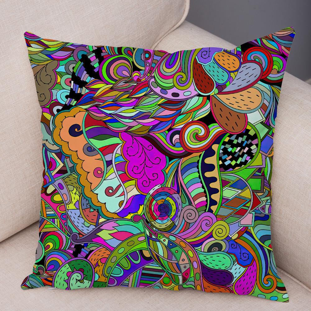 Bright Abstract Bohemian Floral Art Print Household Sofa Bedroom Decoration Pillow Cover Cushion Shell