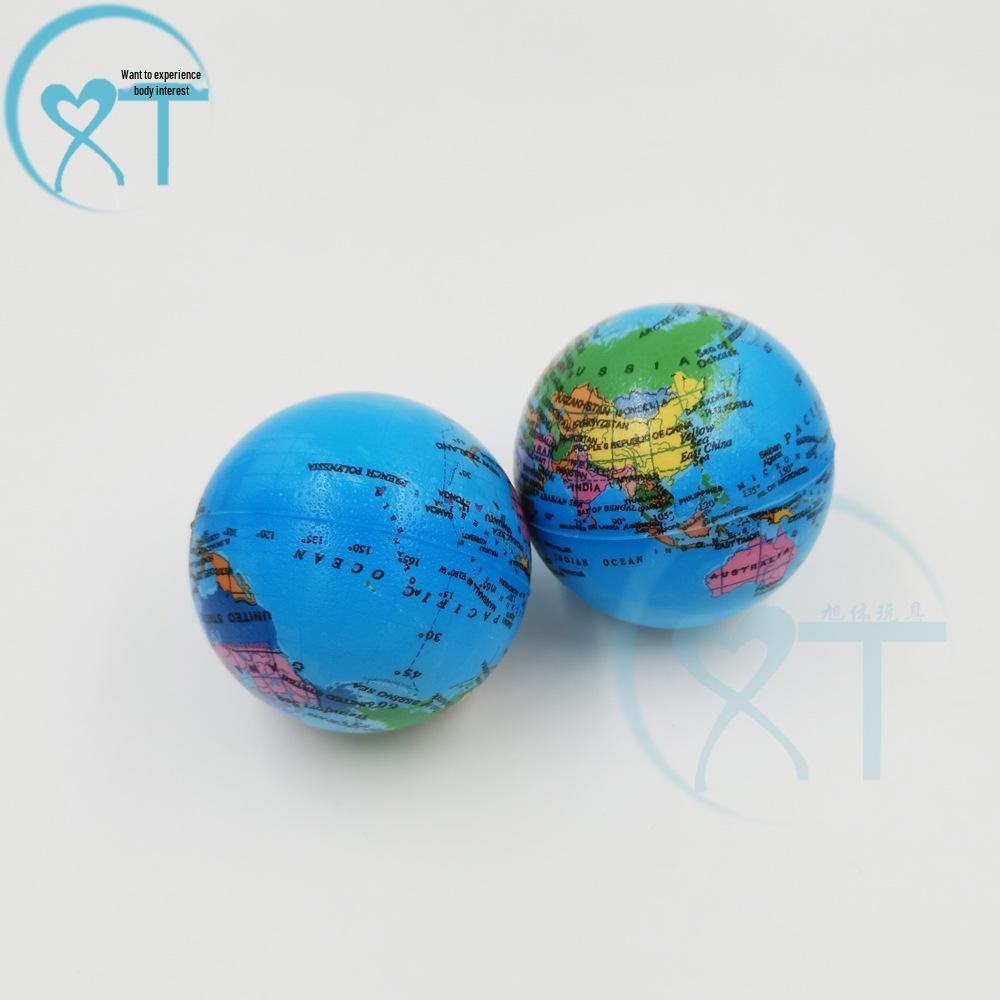 76mm PU Foam Globe Decompression Toy Ball for Kids