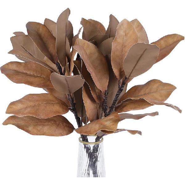 

4Pcs Artificial Magnolia Leaves with Stems Fake Magnolia Leaf Branches Fake Greenery Stems for Home Indoor Outdoor Party Office Table Centerpieces