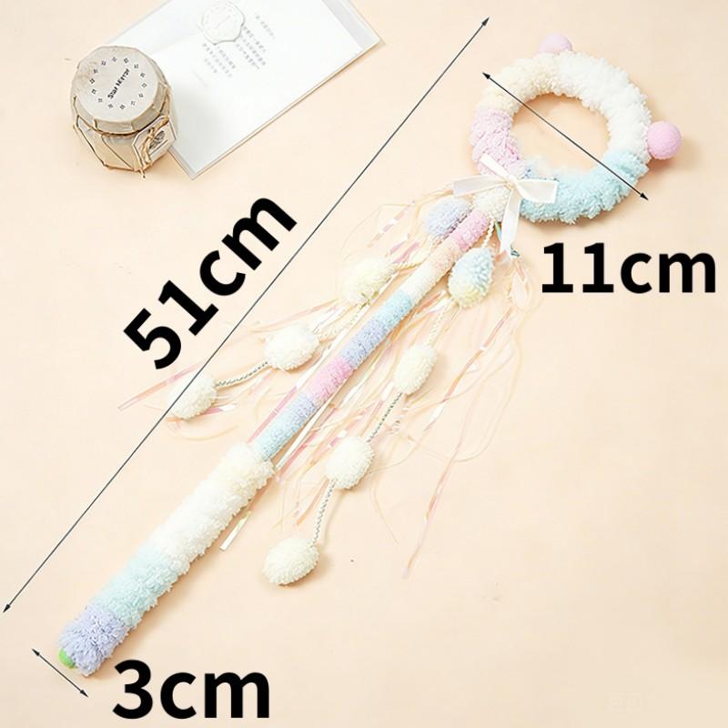 Cat Toys Tassel Cats Stick Teaser Wool Ball Tassel Interactive Cat Toy Cartoon Sticks Cats Toy with Bell Cute Handle Kitten Toys