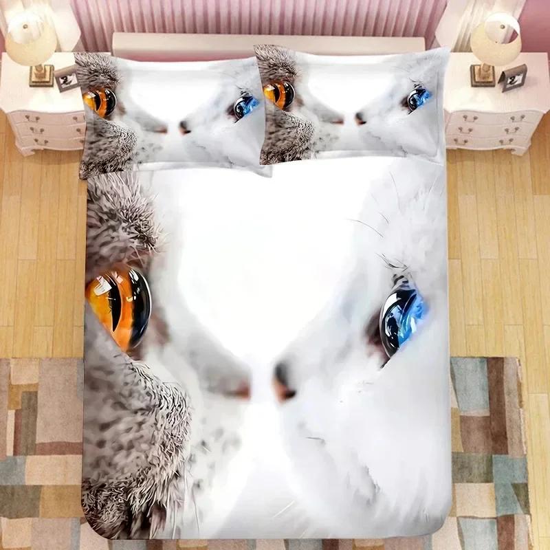 Super Cute Kitten Kids Comfortable Duvet Quilt Cover Pillowcase Bedding Set Children Bedroom Decoration Home Textile