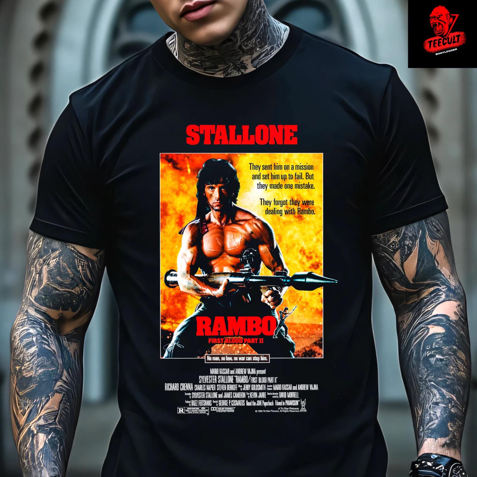 Men s and Women s T-shirts Rambo: First Blood Part II (1985) Cult Action Movie Unisex M
