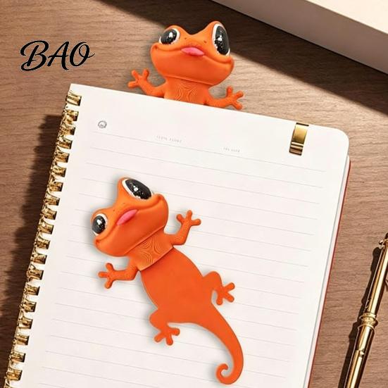 Fun Animal Page Marker Funny Gecko Bookmark, 3D Printed Lizard Clip, Novelty Vibrant Orange Bookmark for Readers, Gift Book Lovers Smooth Edge