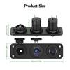 Cigarette Lighter Socket 12V Splitter with Toggle Switch PD USB C QC3.0 Car USB Charger Socket Splitter Panel with LED Voltmeter