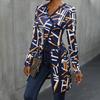 Women's Fashion Casual Spring Autumn Geometric Print Long Sleeve V-Neck Blouses Shirts