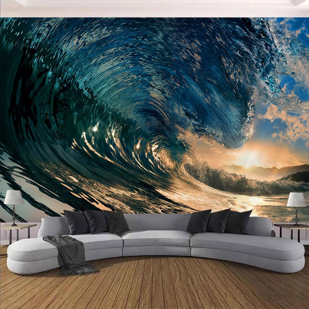 Beach Starry Tapestry Home Decor Living Room Natural Moon Sea Landscape Tapestry Fabric Hippie Wall Hanging Tapestry tapiz