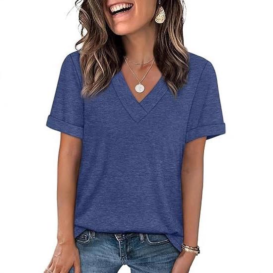 Casual Womens T Shirt With V Neck And Cotton Fabric For Summer And Spring Comfort