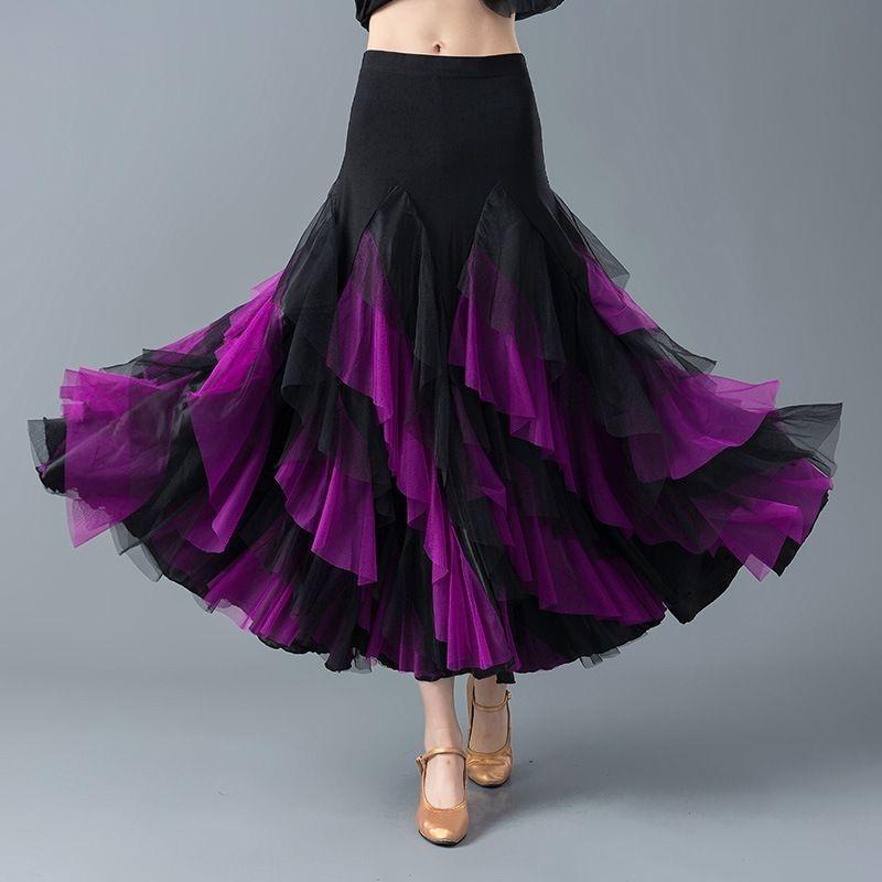 Women Flamenco Dancing Costume Waltz Ballroom Dance Dress Classical Competition Practice Layered Big Swing Spanish Skirts