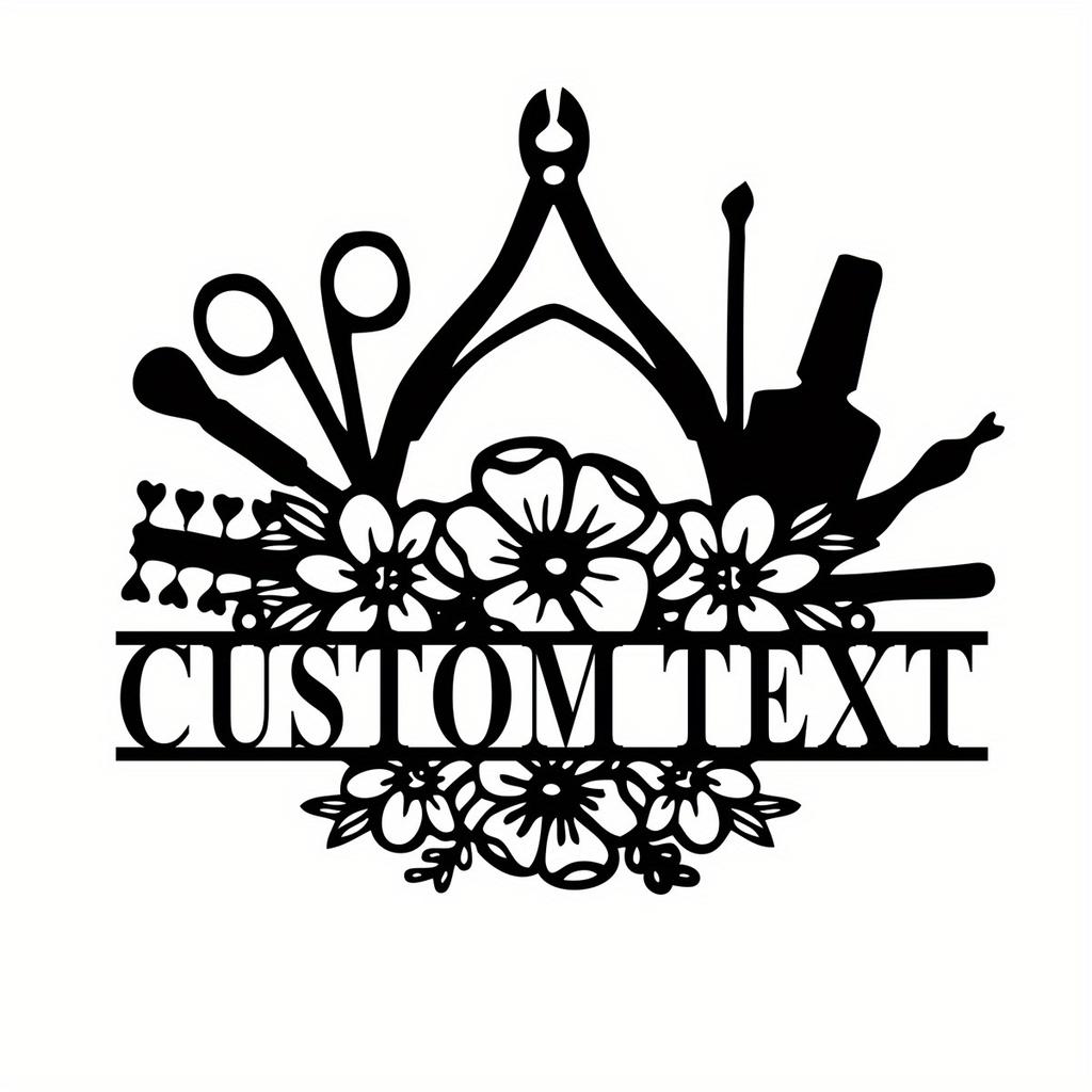 Custom Floral Nail Tech Metal Wall Art, Personalized Salon Name Sign, Elegant Home & Nail Beauty Decor