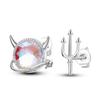 Cute Unicorn Stud Earrings Silver Plated for Little Girl Crystal Cat Mouse Elephant Heart Star Earring Gift Jewelry