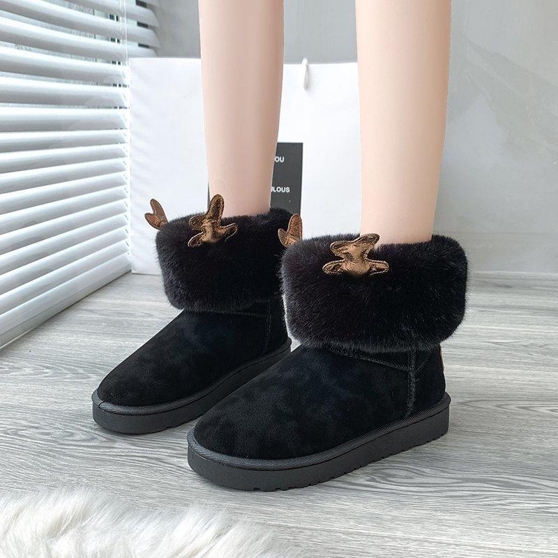 

Snow boots women s 2025 autumn and winter new warm, piled and thickened student cute short cotton shoes [24H delivery] 40 чорний
