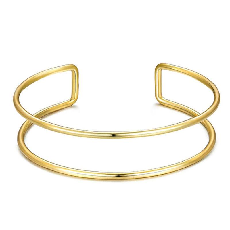 Brățară Metalică Trendy Geometrică cu Strat Dublu și Reglabilă pentru Braț