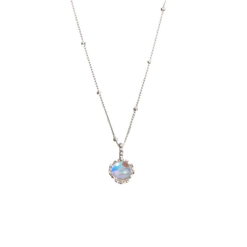 

925 Silver Hollow Flower Necklace , Moonstone Pendant Light Fashion Jewelry for Women 925 silver серебряный