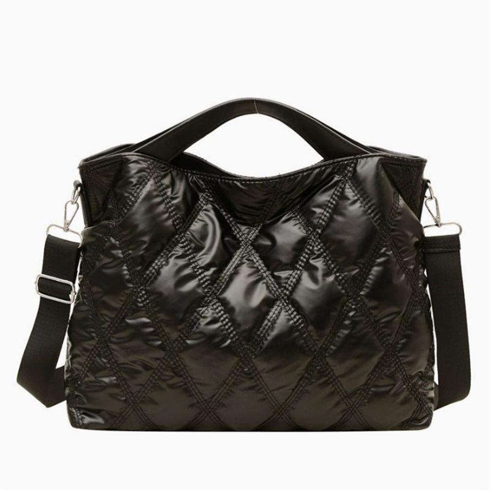 Soft Handle Puffer Rhombus Shoulder Bag Wear Resistant Quilted Patterned Tote Bag  Daily Use