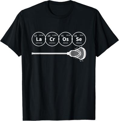 Lacrosse Periodic Table Elements Chemistry Graphic Tee Men's Cotton Casual T-Shirt