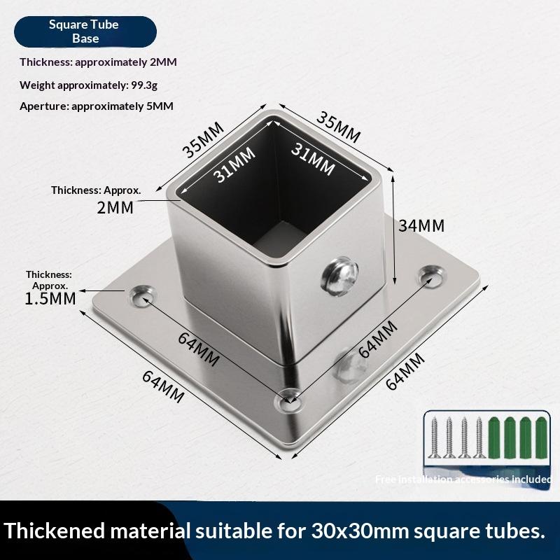 1/2 Sets Flensbasis Roestvrij Staal Vierkante Buis Connector Buis Buiten Diameter. 25/30/35mm Hoekstuk Klemmen voor Hekpaal