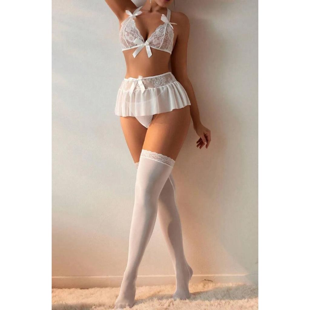 Sexy Red High Waist Skirt New Year's Eve Nightgown (socks Not Included.)