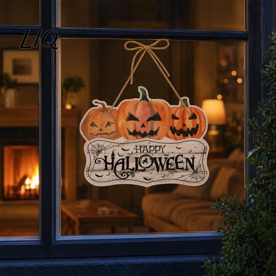 Halloween Themed Hanging Ornament Pumpkin Door Decor, Spooky Festive Wall for Party Holiday Decor Scene, Front Entryway Decoration, Trick or