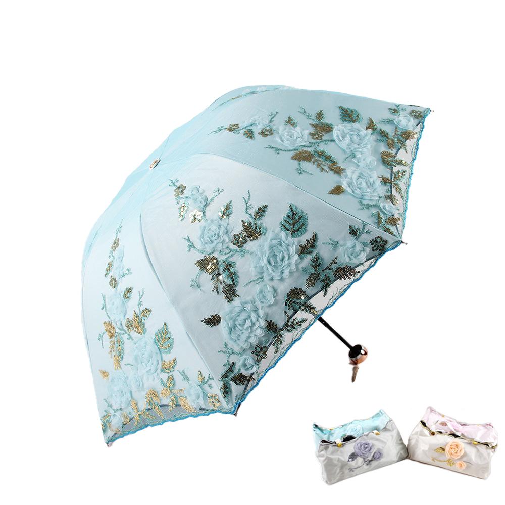 

Зонт от солнца, защита от солнца, защита от ультрафиолета, двухслойный зонт для женщин, как солнечный, так и дождливый, складной, кружевная вышивка, пр