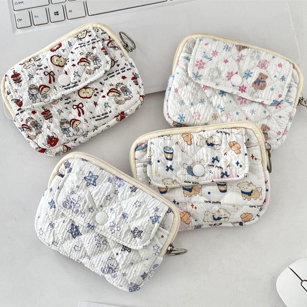 Korean Style Small Lipstick Bag Cartoon Printing Sanitary Napkin Storage Bag Cute Wallet  Outdoor