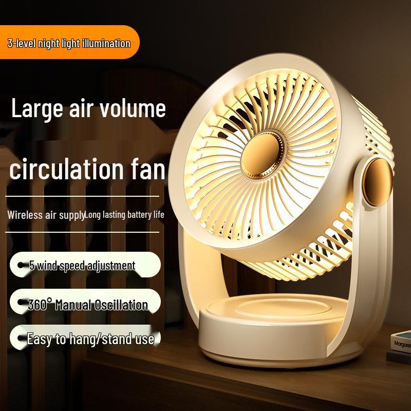 Portable USB Desktop Mini Fan with Light - Strong Wind & Low Noise for Office or Dorm
