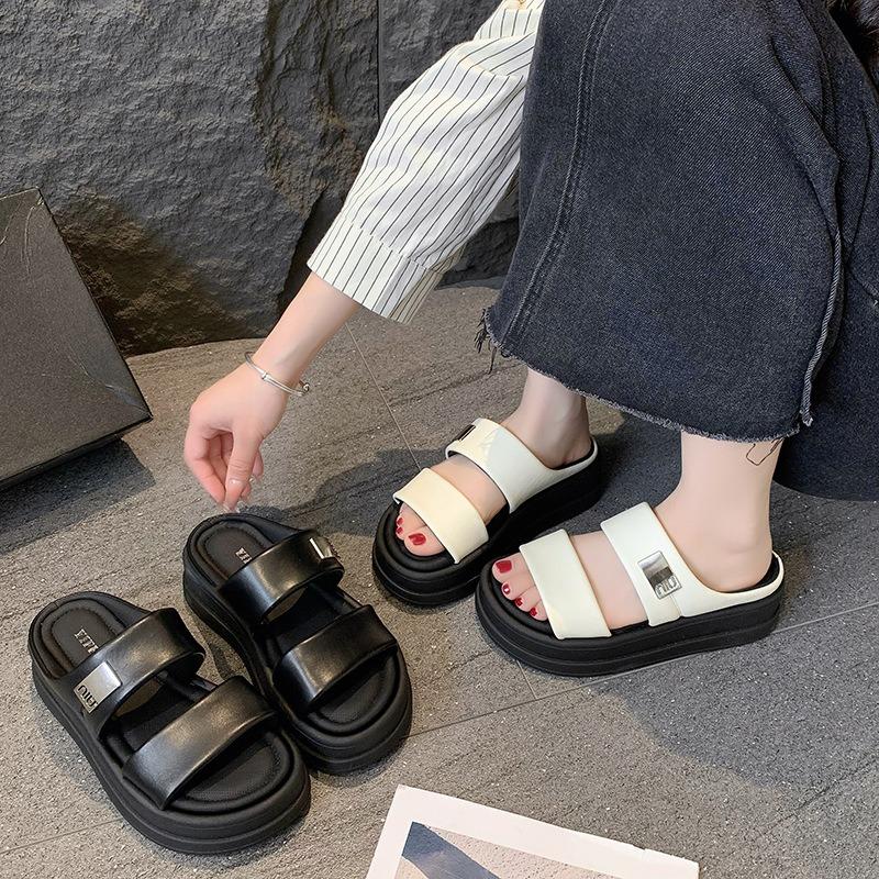 M cool slippers women's summer wear new thick-soled beach sandals casual non-slip one-word drag