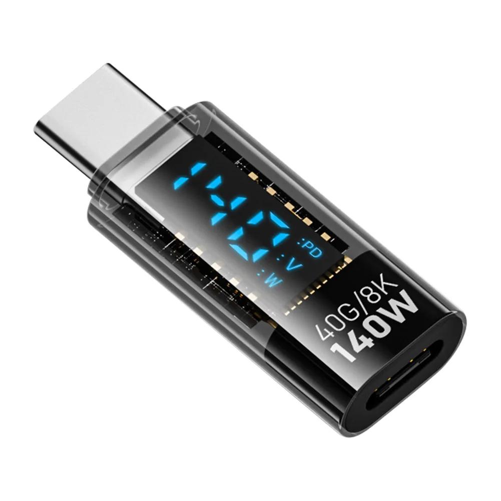 Type C Power Meter Tester PD140W LED Display Fast Charging Cable Adapter USB4.0 40Gbps for iPhone 15 Series/iPad Air/Pro/MacBook