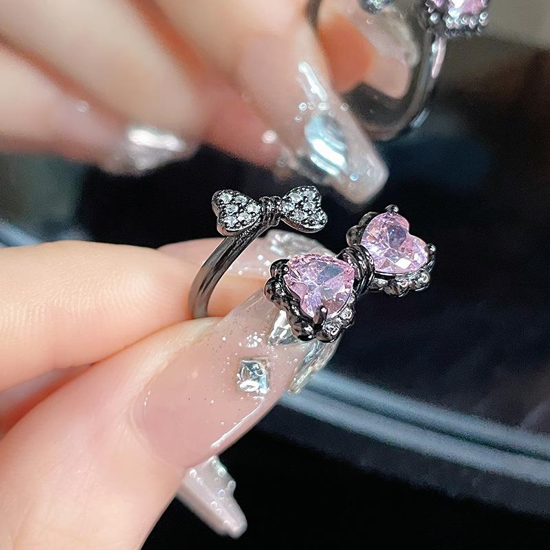 [Butterfly Jewelry] Oil Dripping Butterfly Open Ring Full Of Diamonds Zircon Fashion French High Sense Ring
