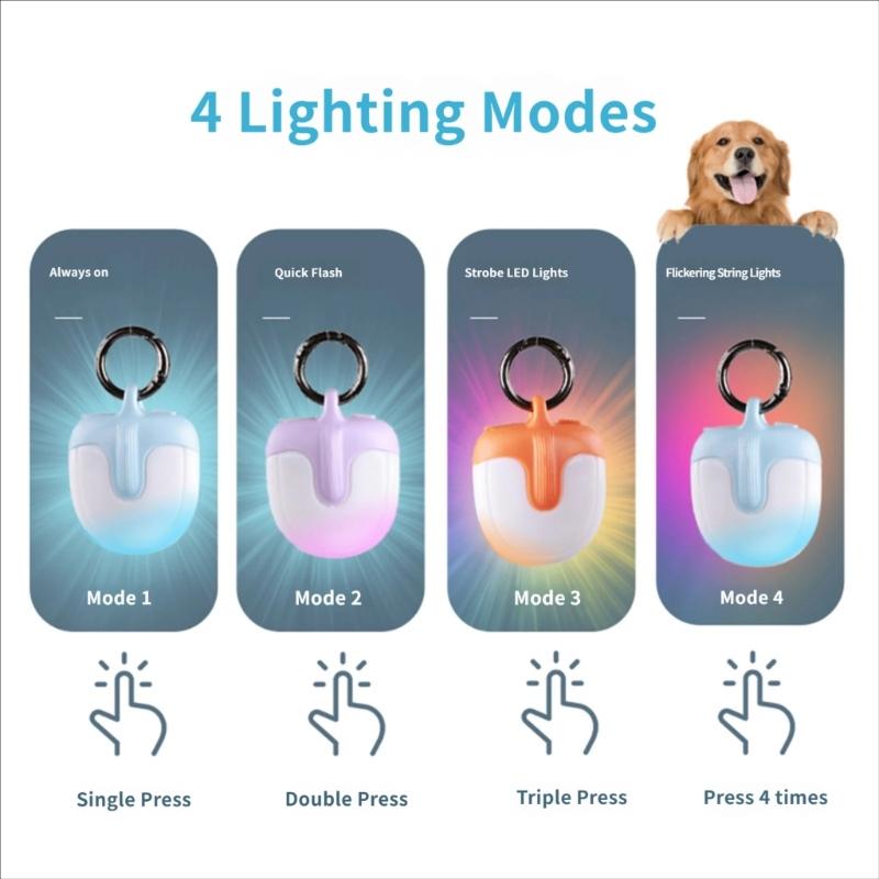 Evening Pet Walk Light Collar with Rechargeable Power, Daily Dog Gear Safety Light for Neighborhood Walk Use and Hanging Carry