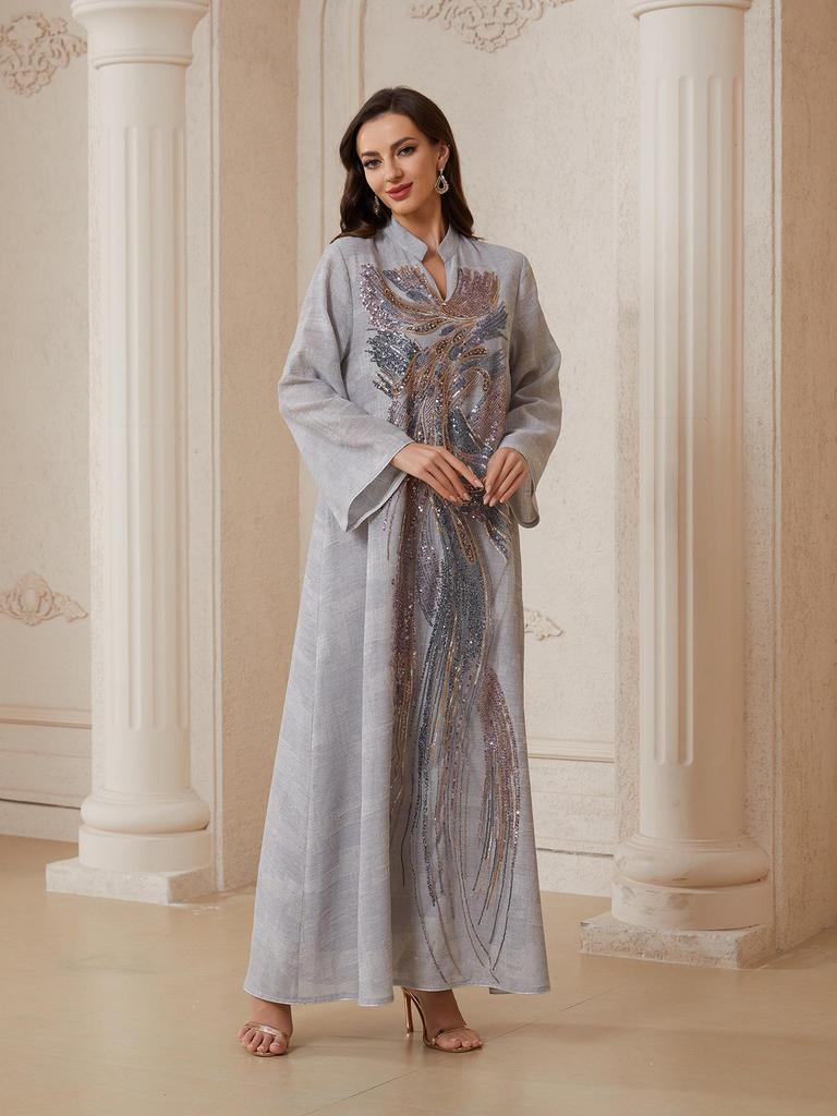 Dubai Arab Cross-border Mesh Sequin Abaya for Muslim Women