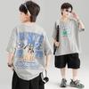Boys' Trendy Korean Style Cartoon T-Shirt - Casual Loose Fit, Short Sleeve Summer Top