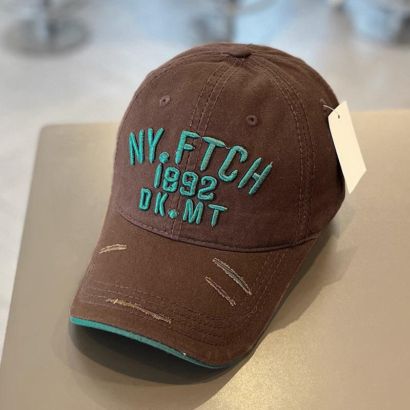 Embroidered Baseball Hat for Women In Summer Korean Style Fashion Letters Big Head Circumference Showing Face Small Sun Protection Baseball Cap