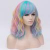 4 Colors Colorful Wig Women Synthetic Hair Cosplay Wig Rainbow Multi Color Party Wigs