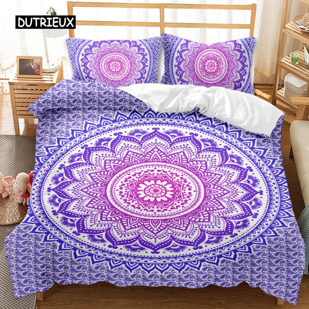 

Mandala Bedspread Cover Package King Size Bed Ensemble Cozy Comforter Cover with 1/2pcs Pillow Shams for Kids Adults Fine Microfiber Quilt Cover EU single(135x200cm)