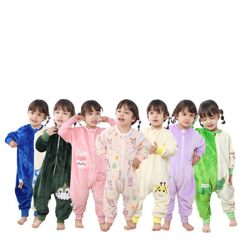 Kids Flannel Onesie Pajamas Cartoon Loungewear Christmas Costume Flannel Sleeping Bag Jumpsuit