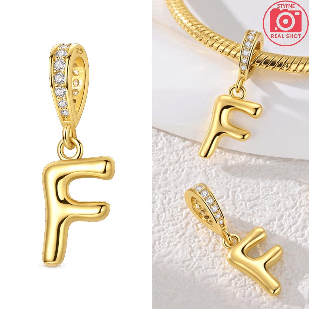 Original Necklace Copper White Zircon Pendant English Letters Women'S Beads Fit Bracelet Anniversary Gift Accessory Diy